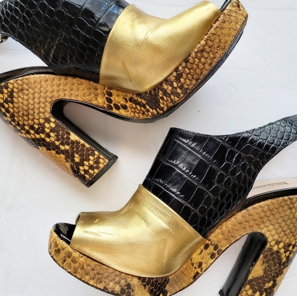 DRIES Van Noten sandal heels black gold croc python - Picture 14 of 14